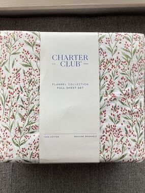 Charter Club Printed Flannel Cotton 4-Pc. Sheet Set, Full